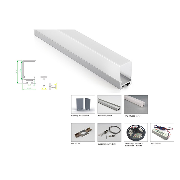 Suspended Aluminum LED Profile Channel For 16mm Double Row LED Strips Suspended Aluminum LED Profile Channel For 16mm Double Row LED Strips
